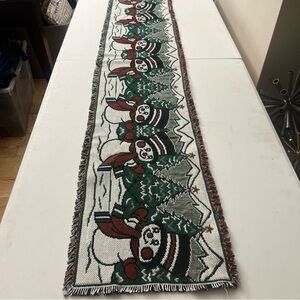 VINTAGE BOHO Holiday Snowman Table Runner USA made